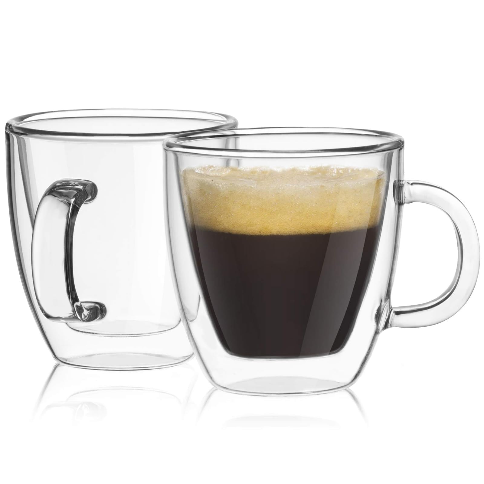 Keyoung Pack of 4 Double-Walled Coffee Glasses, 450 ml, Latte Macchiato Glasses, Floating Effect