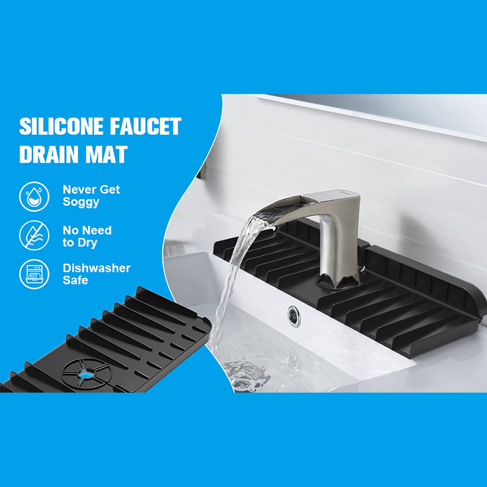 Tappetino in Silicone per Rubinetto con Maniglia,Antispruzzo per Cucina e Bagno,Salvagoccia Lavello | Leroy Merlin