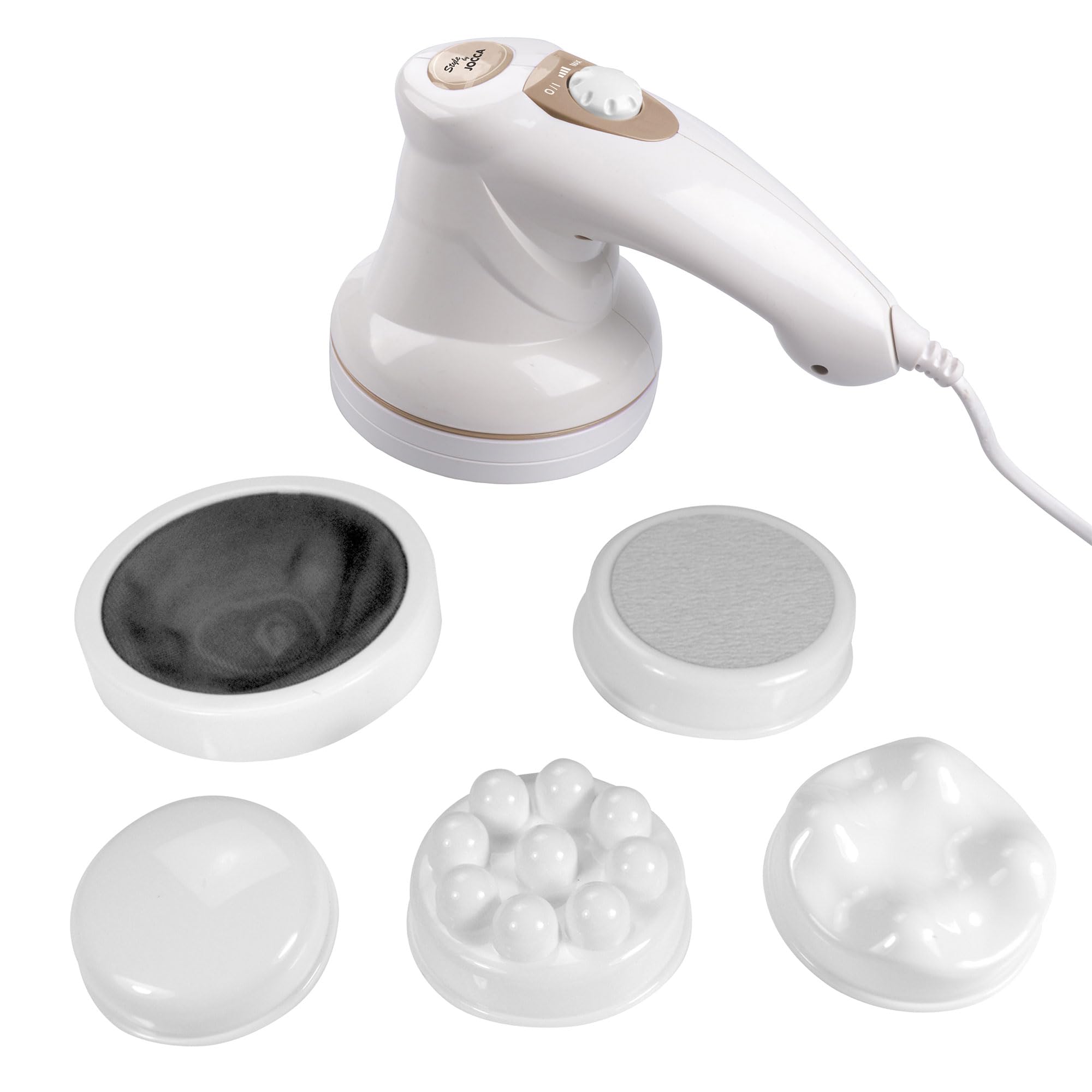 Jocca - Masajeador Corporal AnticelulÃtico y Descontracturante | 5 Cabezas Intercambiables | Modo Vibración | Ideal para Todo el Cuerpo | Alivio Muscular