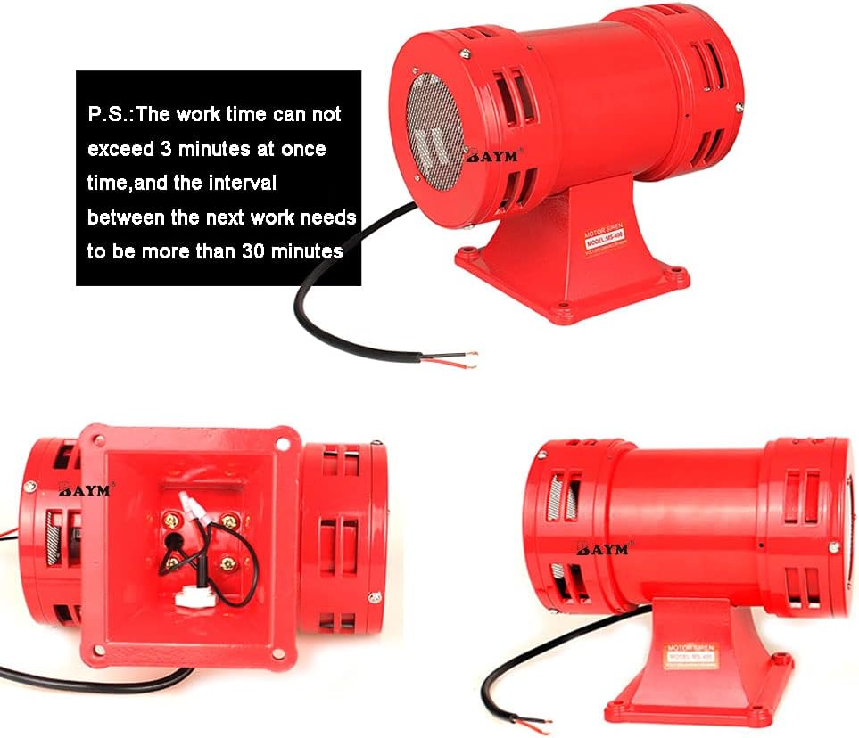 BAYM® Horns Loud AC110V 125db Decibel Metal Safety Industrial Electric Motor Driven Motor Horn Alarm/Siren Buzzer MS-490