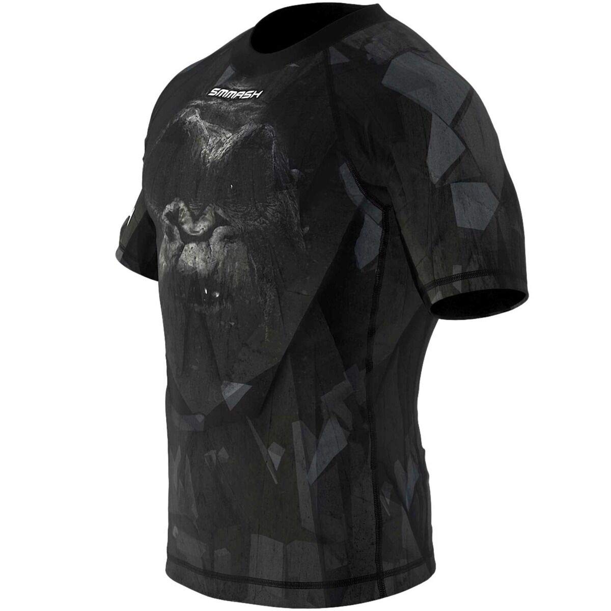 SMMASH Rashguard - Camiseta de Manga Corta para Hombre, Talla M, UFC Correr, Boxeo, MMA RDX Kickboxing Krav Maga Transpirable Resistente