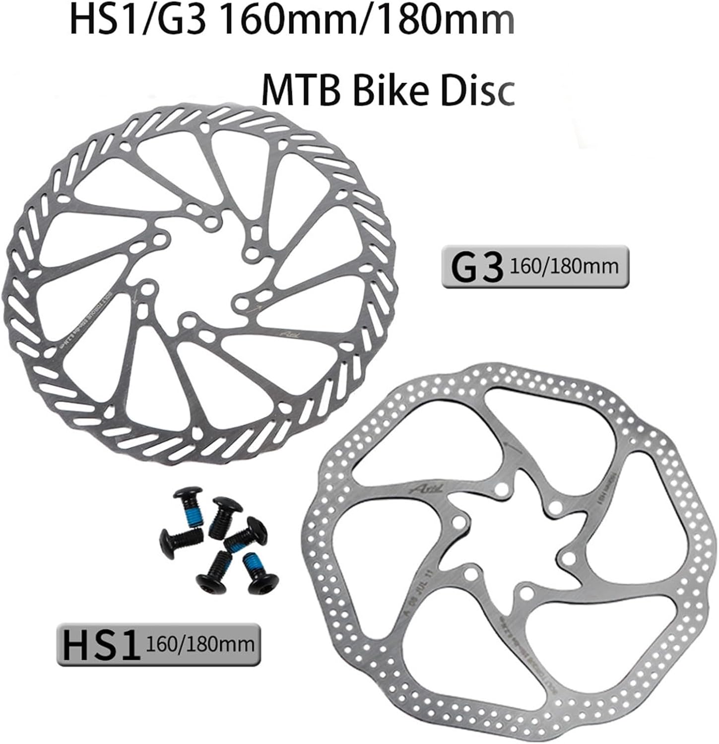 Fast Heat Dissipation Bike Disc Brake Rotors 6-Bolt, Stainless Steel Rotor, Aluminum Alloy Adapter, Noiseless Design, Reduce Wear