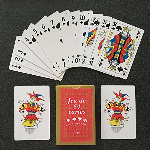 1 Jeu de 54 Cartes : Poker, belote, rami, Piquet, Manille, Bridge, l'excuse, Le Barbu, coinche, Ben Laden, Bataille, menteur, soufflette, big up, Jeu des...