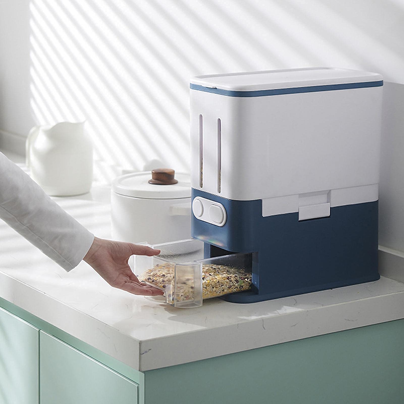 Contenedor de almacenamiento grande, caja de almacenamiento, para la cocina, filtro de plástico hermético con tapa, tarro de almacenamiento para almacenar pasta, muesli, arroz, harina y alimentos pa