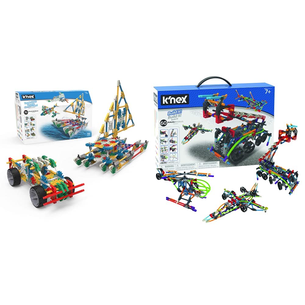 Photo 1 of K'NEX 70 Model Building Set - 705 Pieces - Ages 7+ Engineering Education Toy (Amazon Exclusive) & Intermediate 60 Model Building Set - 395 Parts - Ages 7 & Up - Creative Building Toy, Multicolor