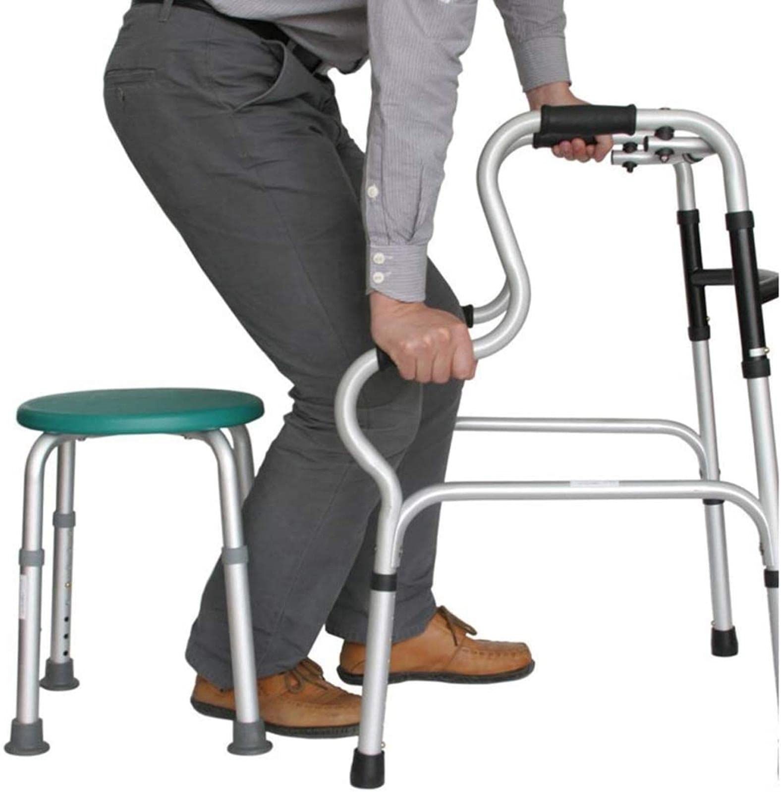 Andador con Andador Barras de Agarre para Baño, Andador con Marco Envolvente de Seguridad para Inodoro Plegable, Riel Antideslizante para Baño de Aleación de Aluminio Ajustable para Ancianos Anhela