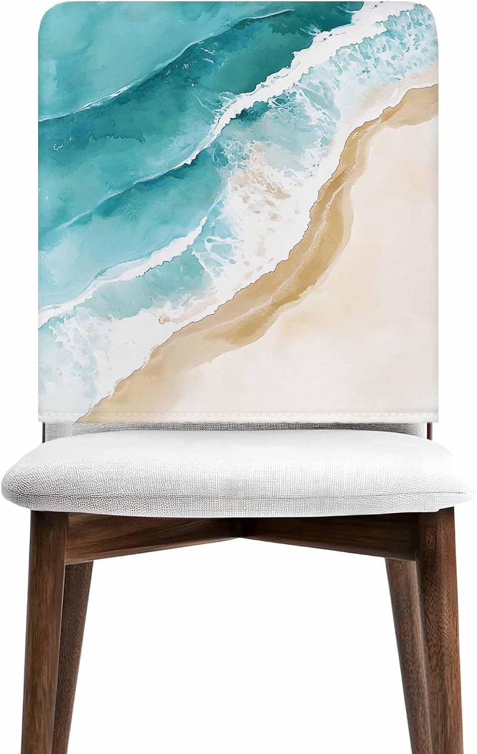 Dining Room Chair Back Covers-Set of 4,Summer Nautical Beach Seaside Chair Slipcovers Washable Removable Furniture Seat Protector for Home Kitchen Decor,Abstract Coastal Ocean Theme
