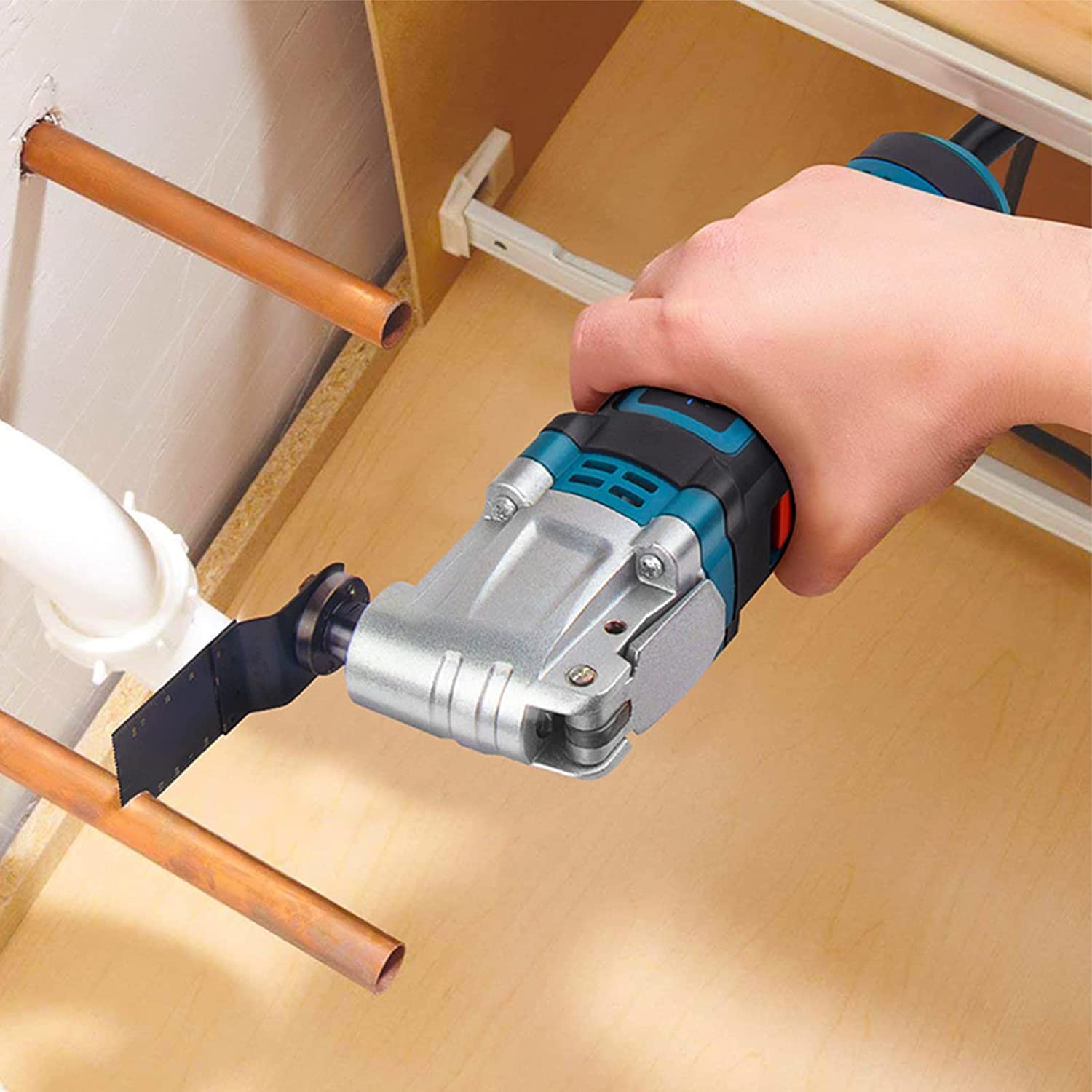 Wakects Lot de 20 lames de scie à oscillantes en acier au carbone, Outil oscillantes multifonction lames 34 mm, lames rotative pour le bois, le plastique, le tôle mince et les clous