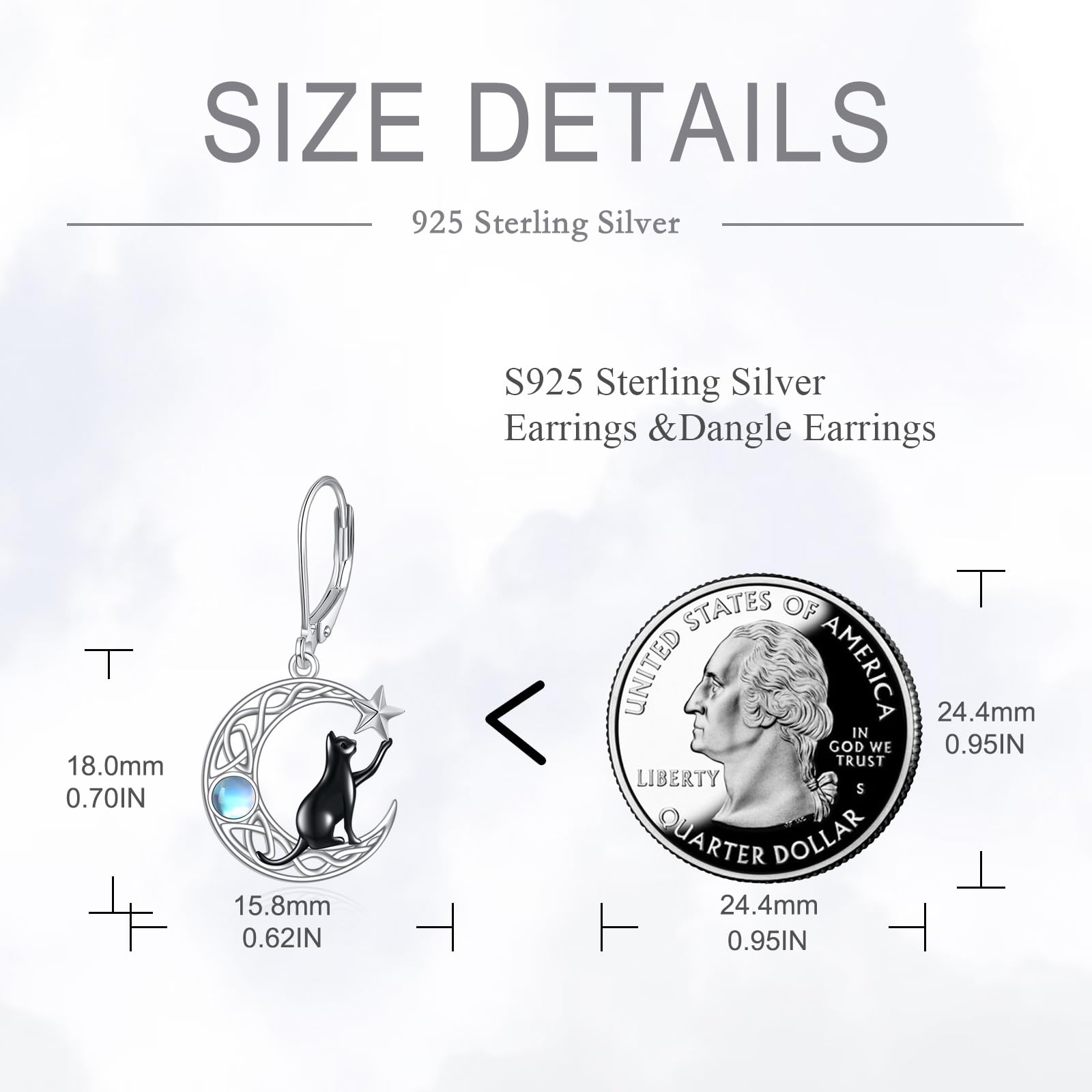 VONALA Orecchini a monachella in argento Sterling 925 con luna celtica, gatto/pipistrello/fungo, gioielli a forma di animale, regalo di compleanno per donne e ragazze