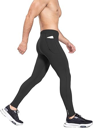 baleaf Men's Winter Running Tights Thermal Cycling Pants Water Resistant Fleece Leggings Zipper Pockets Cold Weather Gear