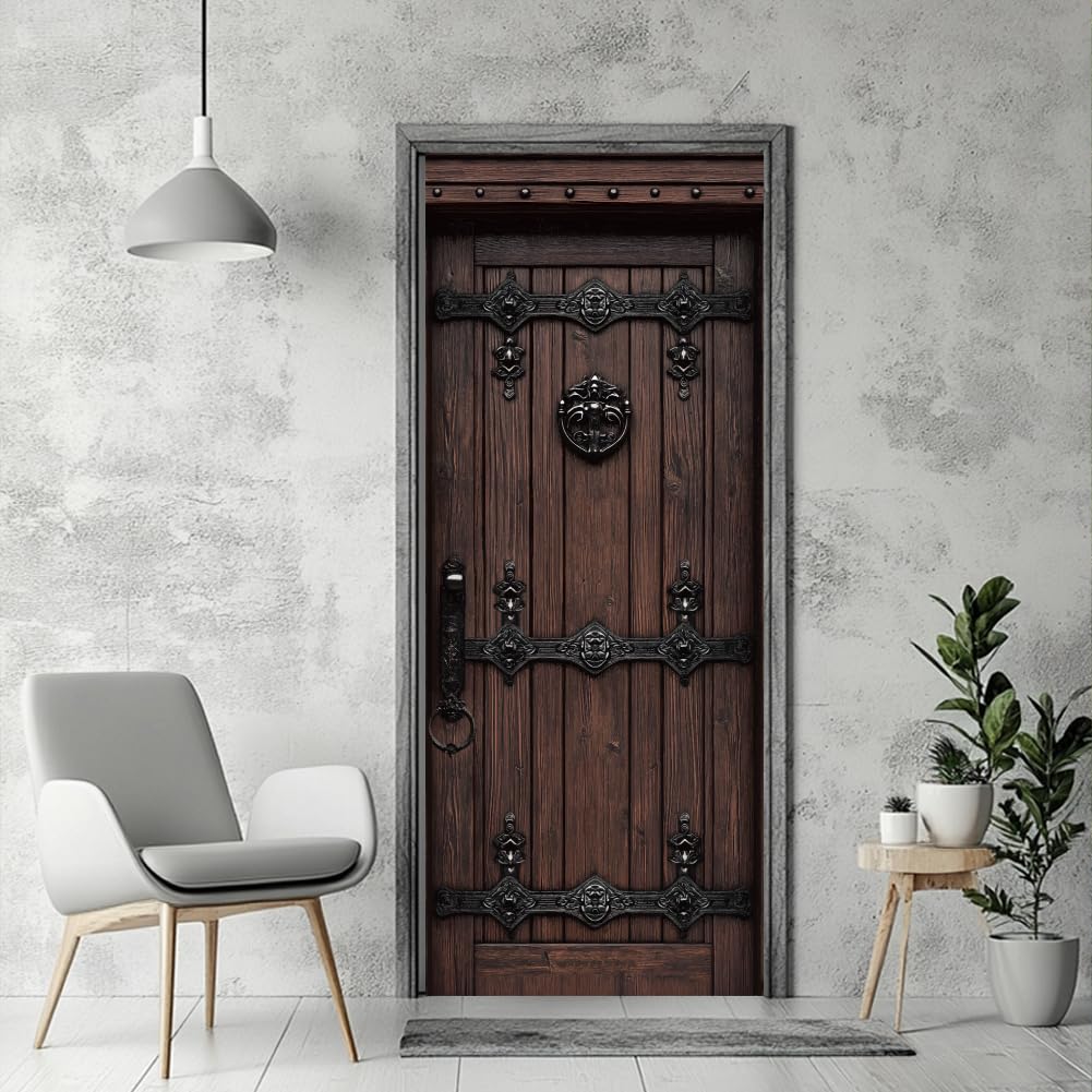 Bücherregal Türaufkleber 80x200cm - Selbstklebend PVC Vintage Design