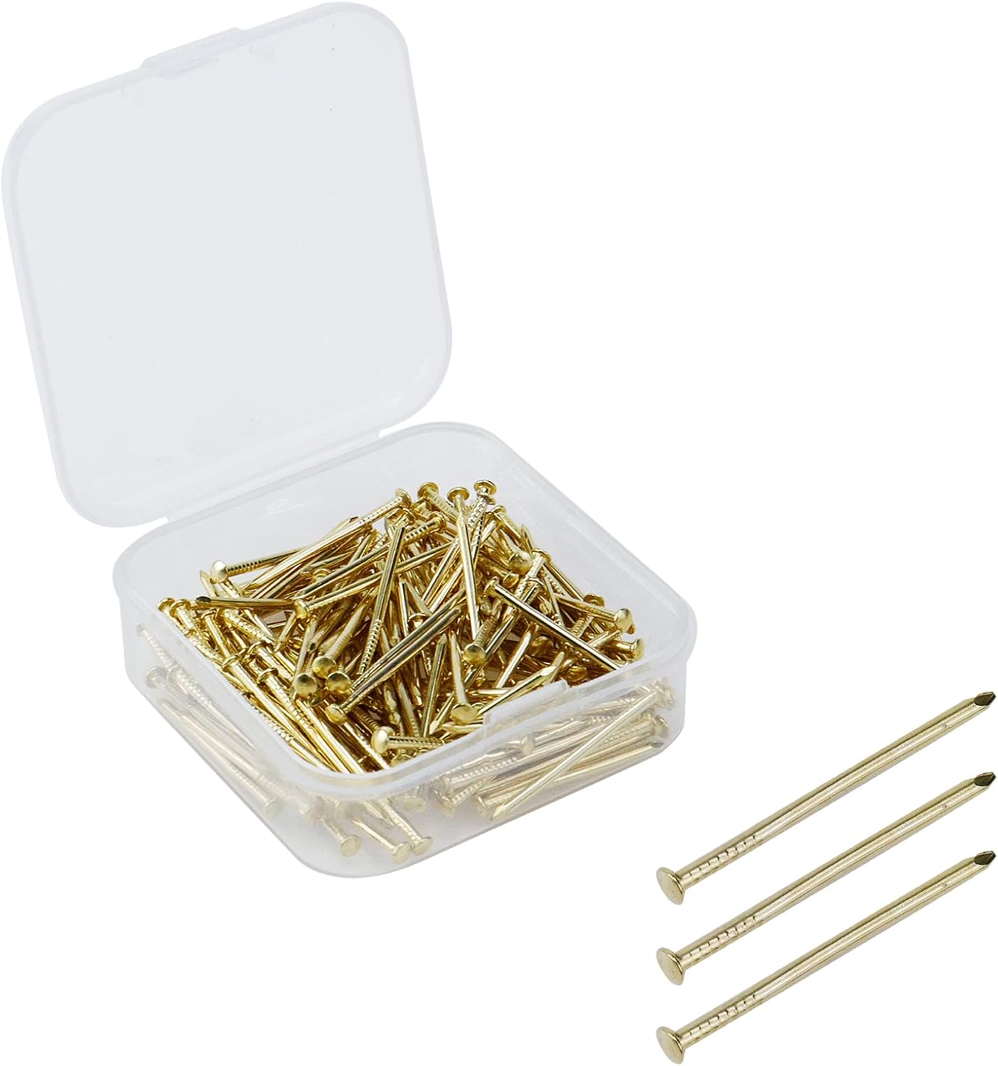 150PCS 1Inches Small Iron Nails,Brass Plated Nails,Flat Head Nails Gold,Small Nails for Picture Hanging 1 Inch,1.02×0.11×0.11Inches