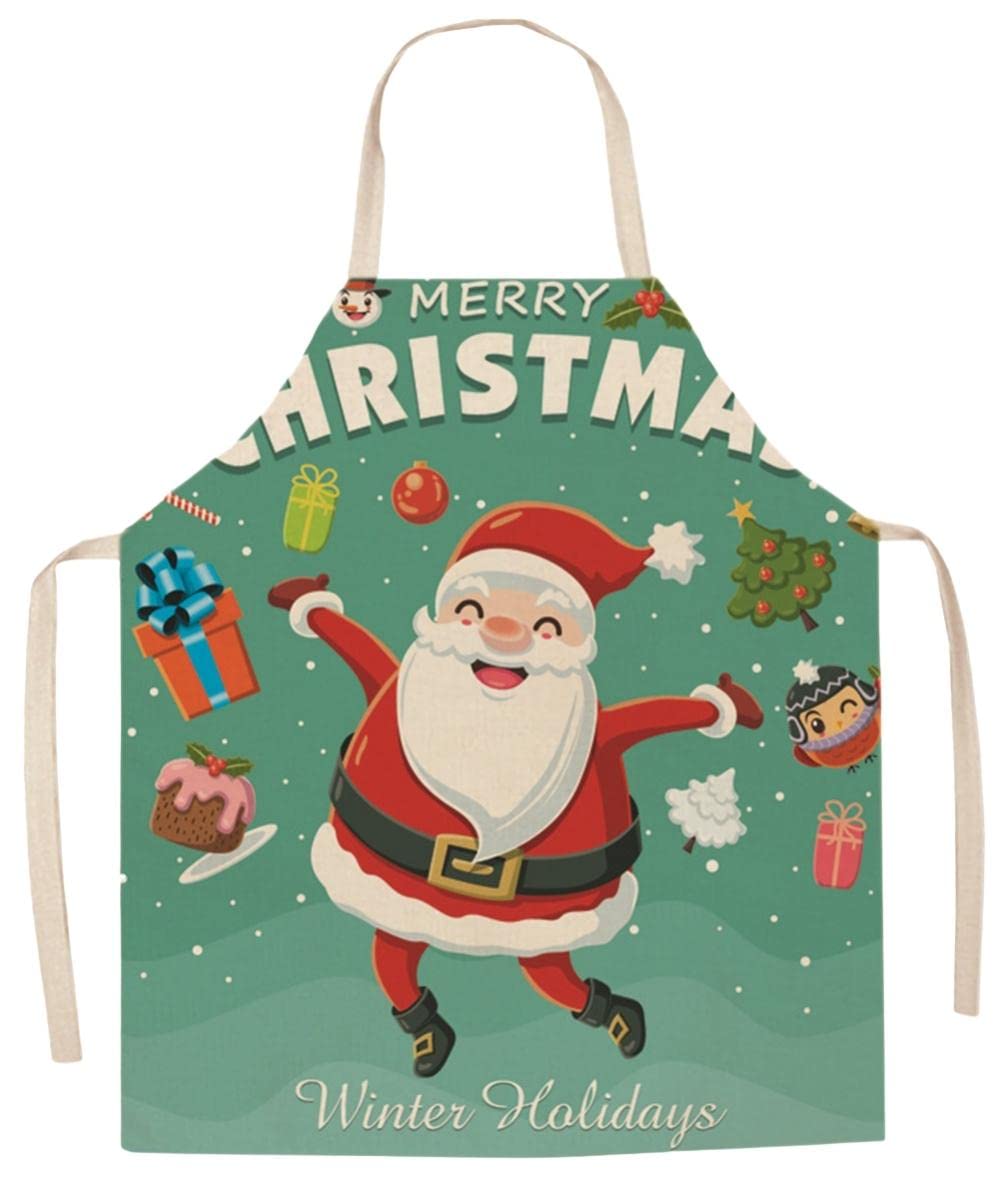 JFAN Delantal sin mangas navideño Cocina para hombres y mujeres Delantal para el hogar Cena Hornear Fiesta navideña 2023-feliz Papá Noel