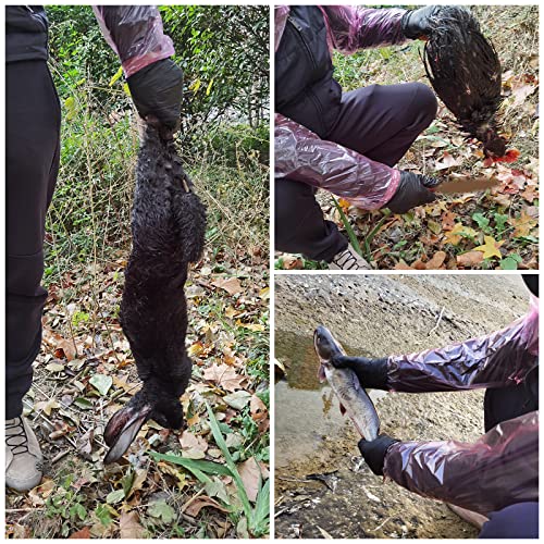 Meiweistar Hunting Field Dressing Gloves, Deer Gutting Cleaning, Vet Insemination Rectal Gloves， Extra Long Full Arm, 50 Long Plastic Gloves Disposable And 50 Disposable Short Gloves. #TOP5