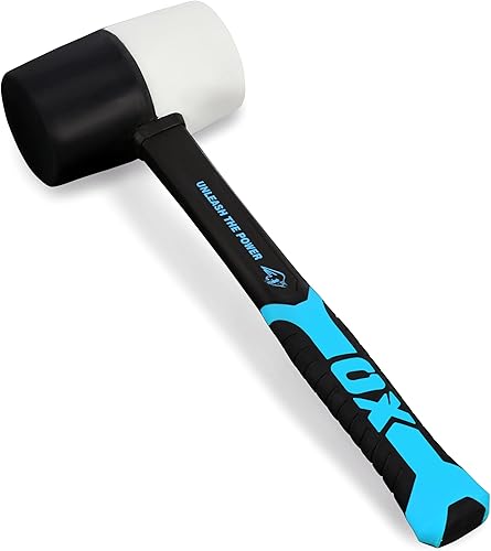 OX Tools OX-T081916 - Mazo de goma combinado Martillo de goma sin marcas con mango de fibra de vidrio, multicolor y 16 onzas