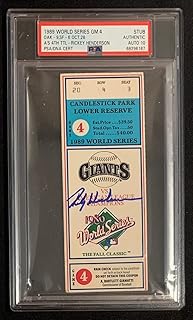 Rickey Henderson 1989 World Series Game 4 Signed Baseball Ticket Stub Auto Graded PSA 10