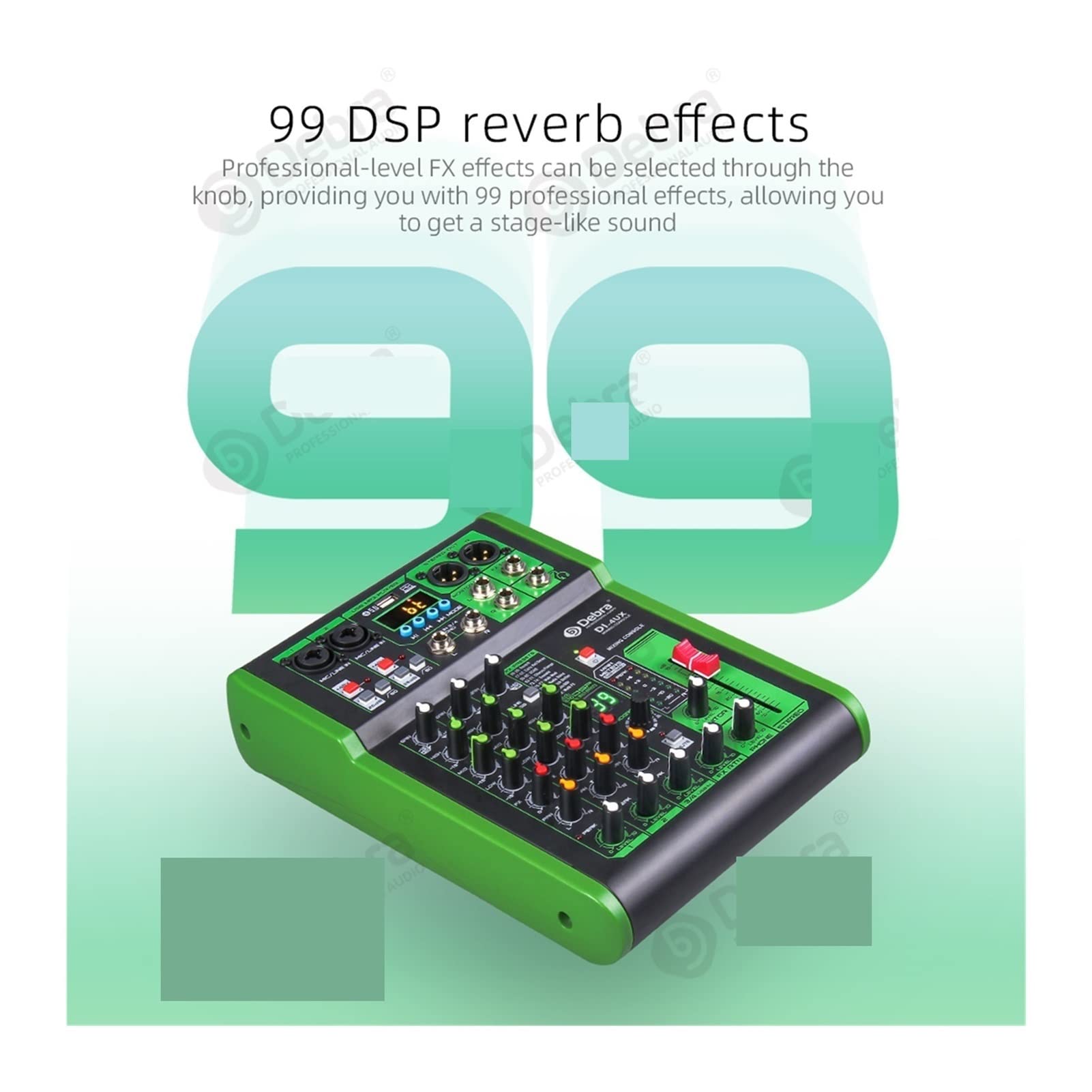 Kontroler miksera DJ Pro Mixer Audio z 99 DSP Efekty cyfrowe USB mp3 Wkład do studia nagrań Karaoke na żywo Karaoke do streamingu/podcastów/gier, telefonu, komputera