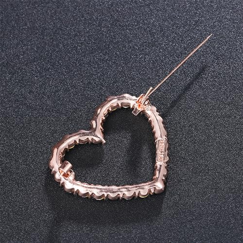Image of Love Heart Pearl Hollow Out Brooch for Women Elegant Crystal Rhinestone Love Heart Brooches Pin Wedding Party Clothes Accessories Valentines Birthday Jewelry Gifts