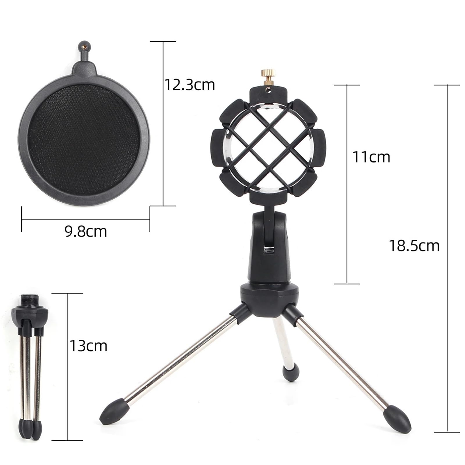 Mikrofonständer Tisch Verstellbarer Desktop-Stativständer Studio(Color1 2pcs)
