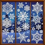 SHUCHING 190 Pz Adesivi per Finestra Fiocchi di Neve Argento, Vetrofanie Natale Invernale Bianco, Rimovibile Decorazione per Bambini Camera Soggiorno Vetro Porta Festa Vetrine Natalizia