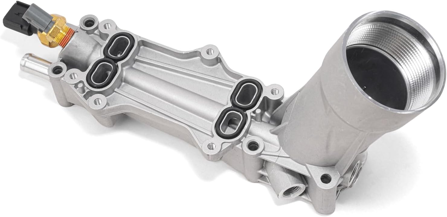 926-959 Aluminum Engine Oil Filter Housing Oil Cooler Kit with Gaskets & Sensors Compatible with 2011-2016 Chrysler Charger Challenger Journey Wrangler Ram Promaster 3.6L (normal)