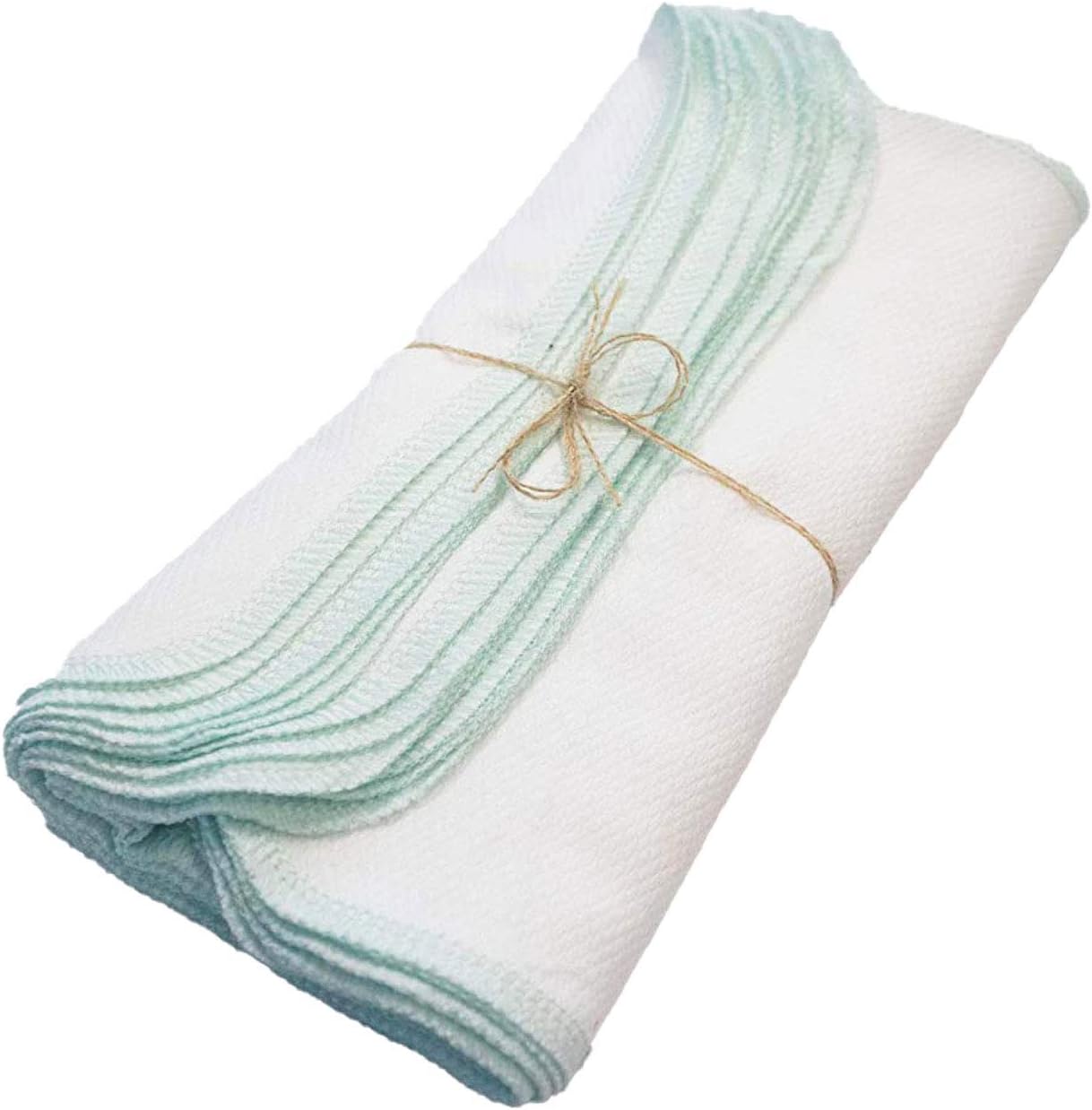 Spring Collection Reusable Paperless Towels - One Dozen washable reusable paper towels for kitchen (Mint Bright White)