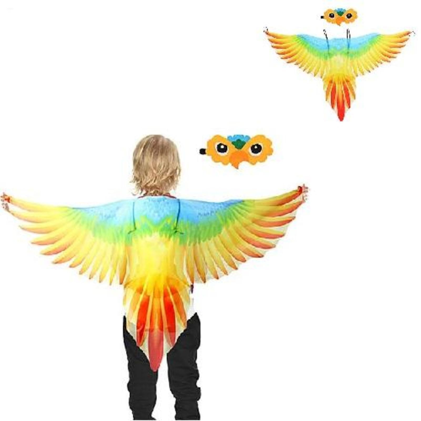 Kids Bird Wings Fancy Dress - 2 Pieces Creative Fancy Dress Cape - Dress-Up Costumes Bird Wing Cloak Parrot Cosplay Cloak Eagle Cape - Funny Party Outfit For Imaginative Boys, Girls, Kids
