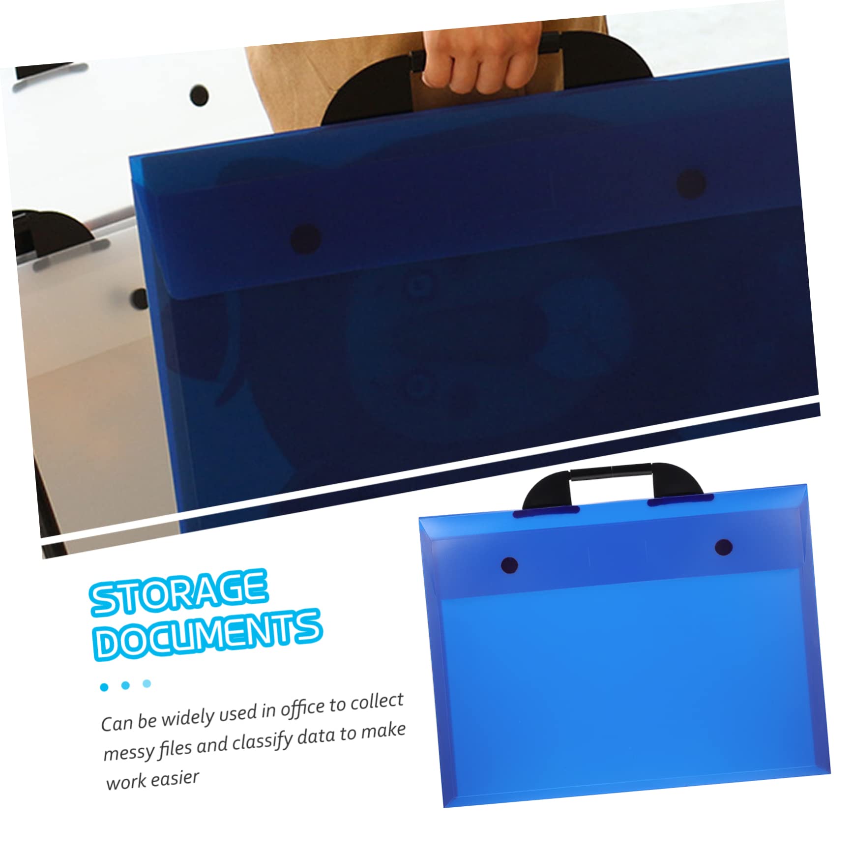 Cartella Portfolio A3 Blu in Plastica Manico per Ufficio, Custodia Portadisegni e Cartellina Rigida per Opere e Schizzi