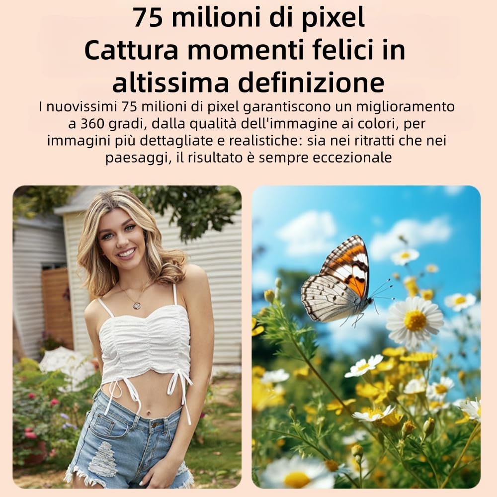 Optinexo 4K Digital Compact Camera Fotocamera digitale da 75 MP con zoom ottico 18x, schermo orientabile da 3 pollici, Wi-Fi, leggera, ideale per vlogging e viaggi