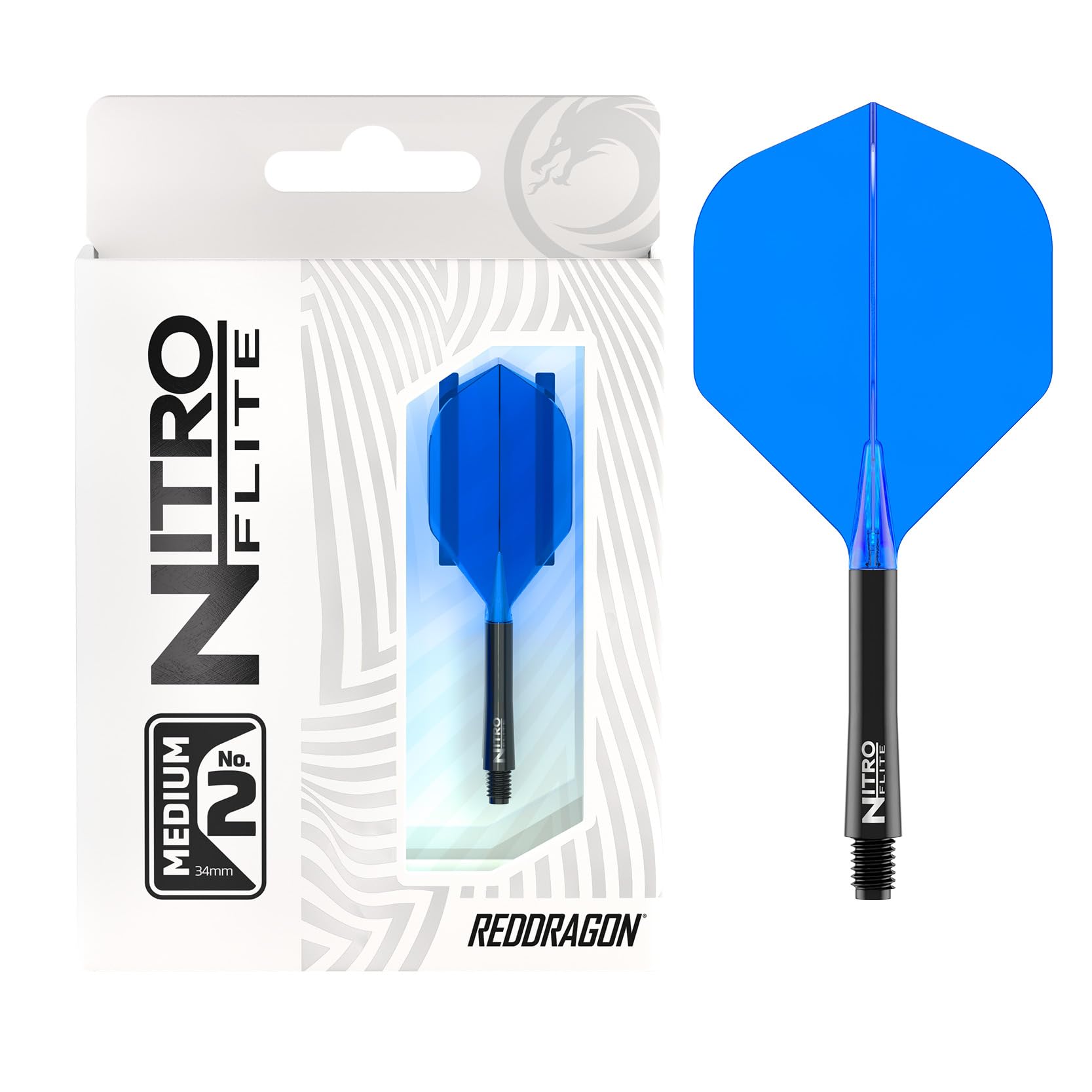 RED DRAGON Darts – Nitro Flite Integrated Flight & Shaft System – No.2 Shape and Design - Available in Short, Intermediate & Medium - Available in