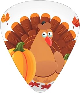 Happy Thanksgiving Turkey Pumpkin Guitar Picks 12 Pack Bass Picks with Organizer Box Guitar Plectrum Includes Thin Medium Heavy Guitar Picks Ukulele Picks for Bass Acoustic Electric Guitars