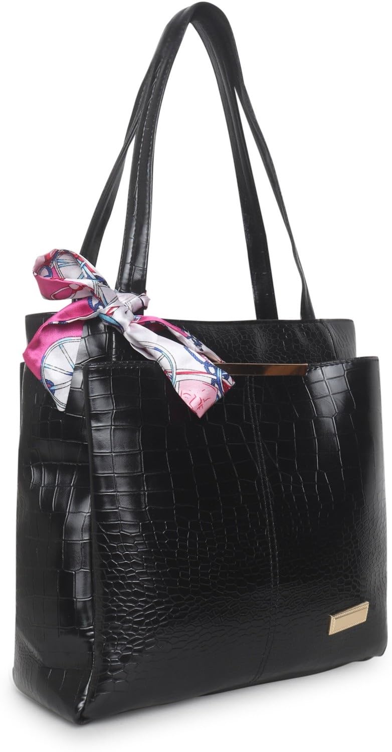 Dcozi Stylish and Fashionable PU Leather Black Handbag For Women & Girls - TB12_Black (Shoulder & Tote Bag) (B0D46S3T3M) Amazon Price History, Amazon Price Tracker