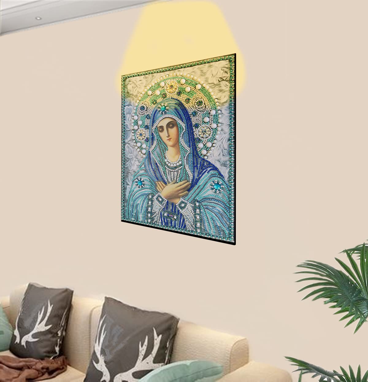 Paquete de 2 kits de pintura de diamantes 5D virgen María, diamantes de imitación de resina de resina para decoración de pared, lienzo de 12 x 16 pulgadas, patrón #7 Paquete de 2 kits de pintura de diamantes 5D virgen María, diamantes de imitación de resina de resina para decoración de pared, lienzo de 12 x 16 pulgadas, patrón #7
