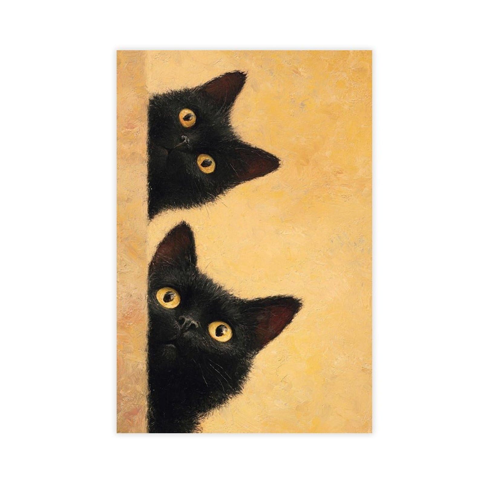 Qnvjqkdsi Unframe Curious Black Cats Art Canvas Poster Bedroom Decor Landscape Office Room Decor Gift 20" L X 30" W
