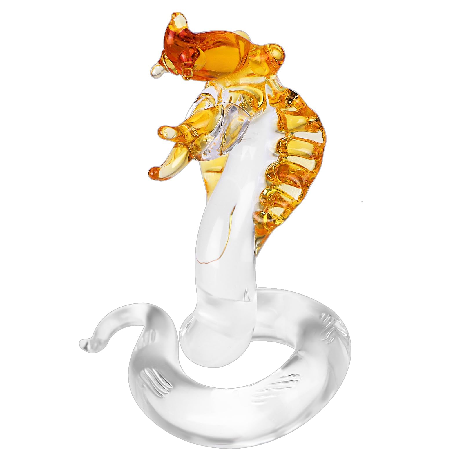 Crystal Snake Statue Hand Blown Glass Snake Figurines Chinese Snake Decoration for Home Lucky Feng Shui Decor 4.2 Inch