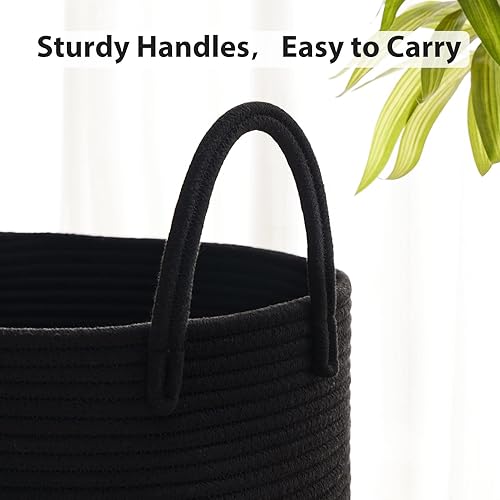 Miniatura 5 de Fiona's magic - Cesta de almacenamiento de cuerda de algodón de 72 litros, cesta de almacenamiento de cuerda de algodón, cesta de yute para mantas,