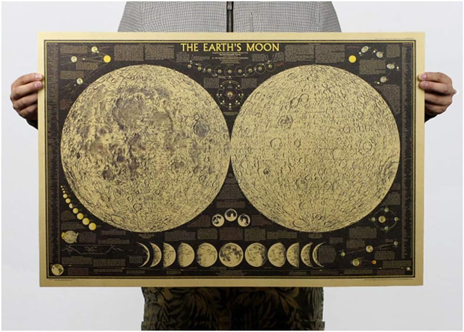 Retro Phase of The Moon Kraft Poster, Living Room Bedroom Removable Murals
