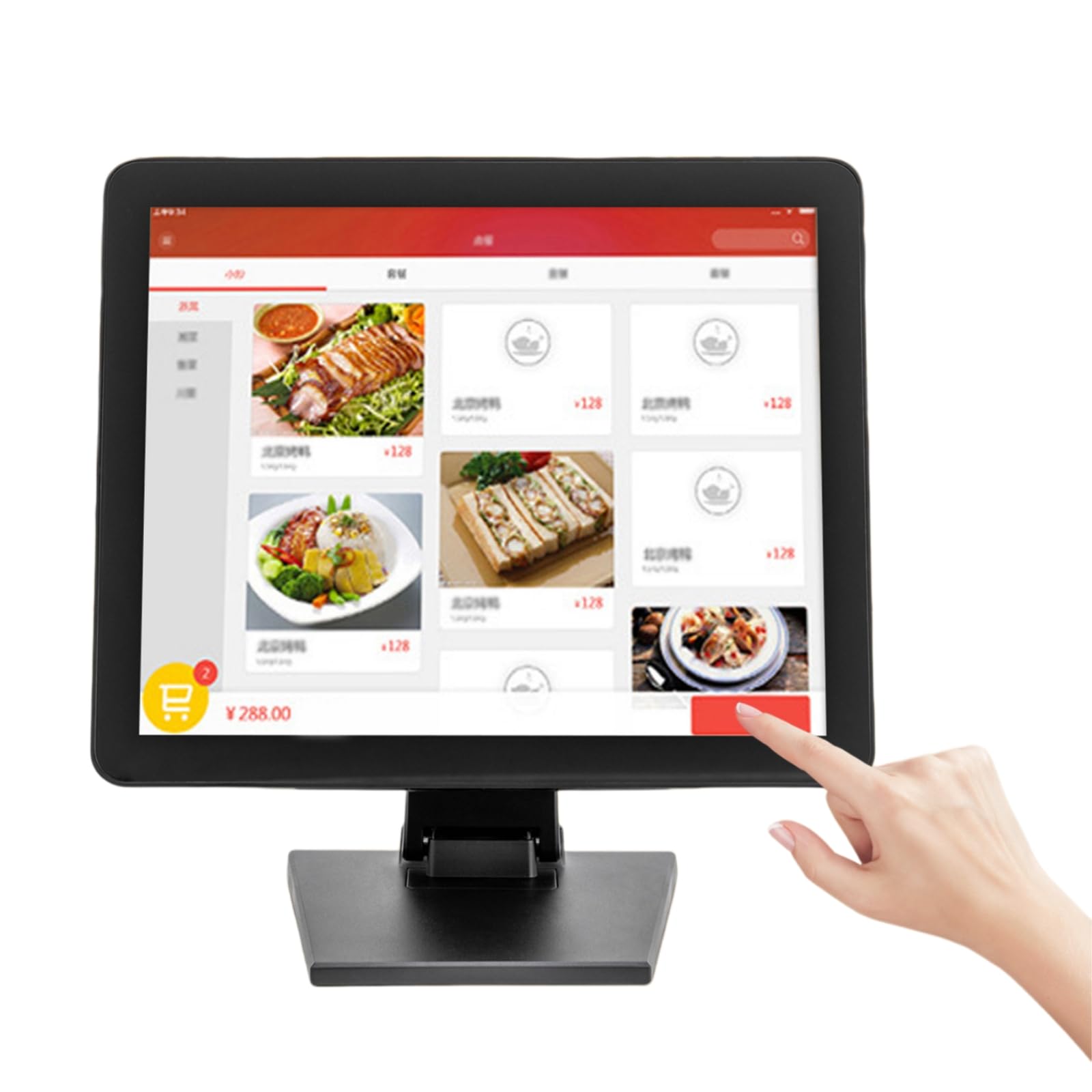 Monitor 17 pollici | Touch capacitivo | Regolabile 0‑90° | per POS | HD 1280×1024 | HDMI/VGA/USB | montaggio a parete o da banco | per negozi, ristoranti, food truck – solo display