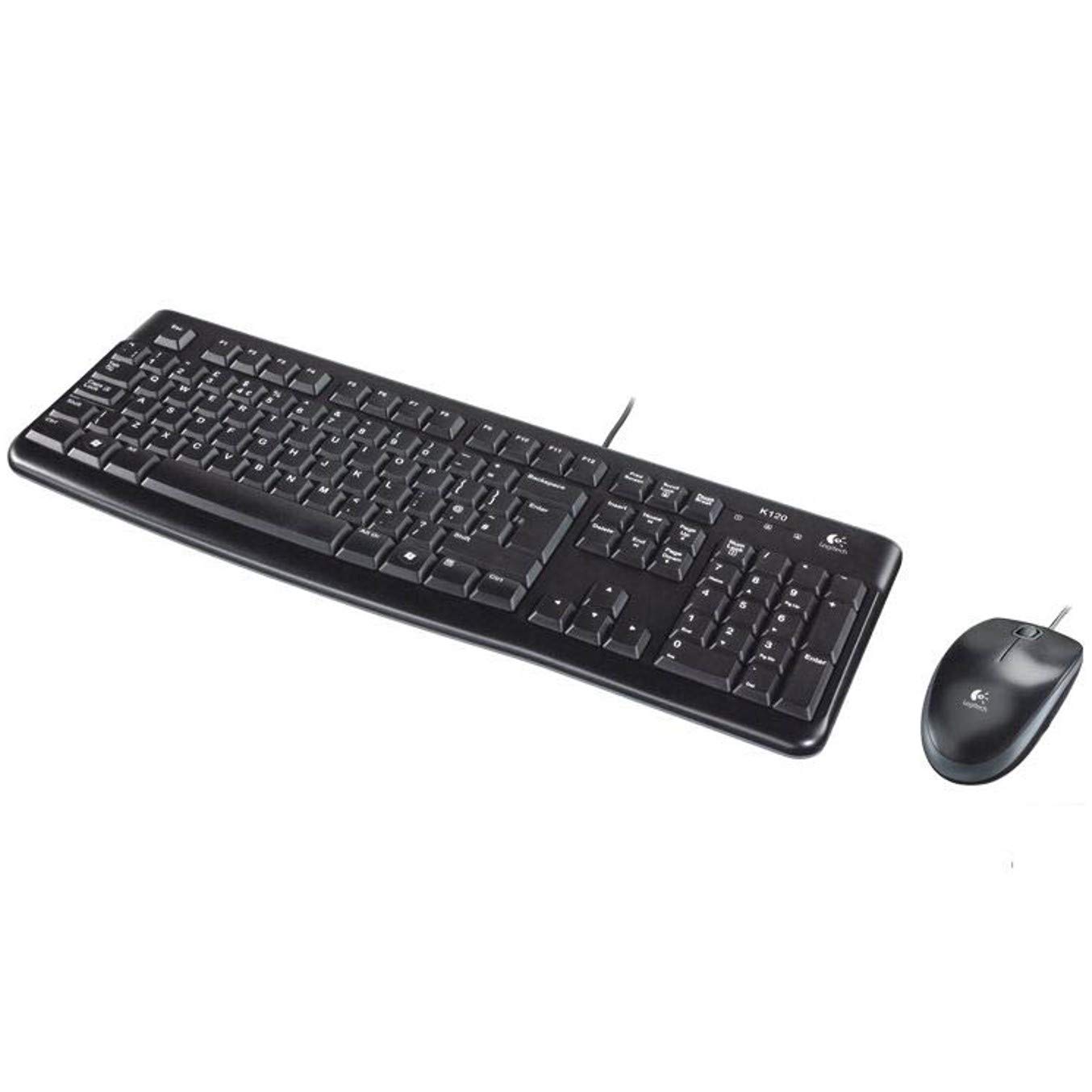 Logitech MK120 Wired Keyboard and Mouse Combo for Windows, QWERTY Portuguese Layout - Black
