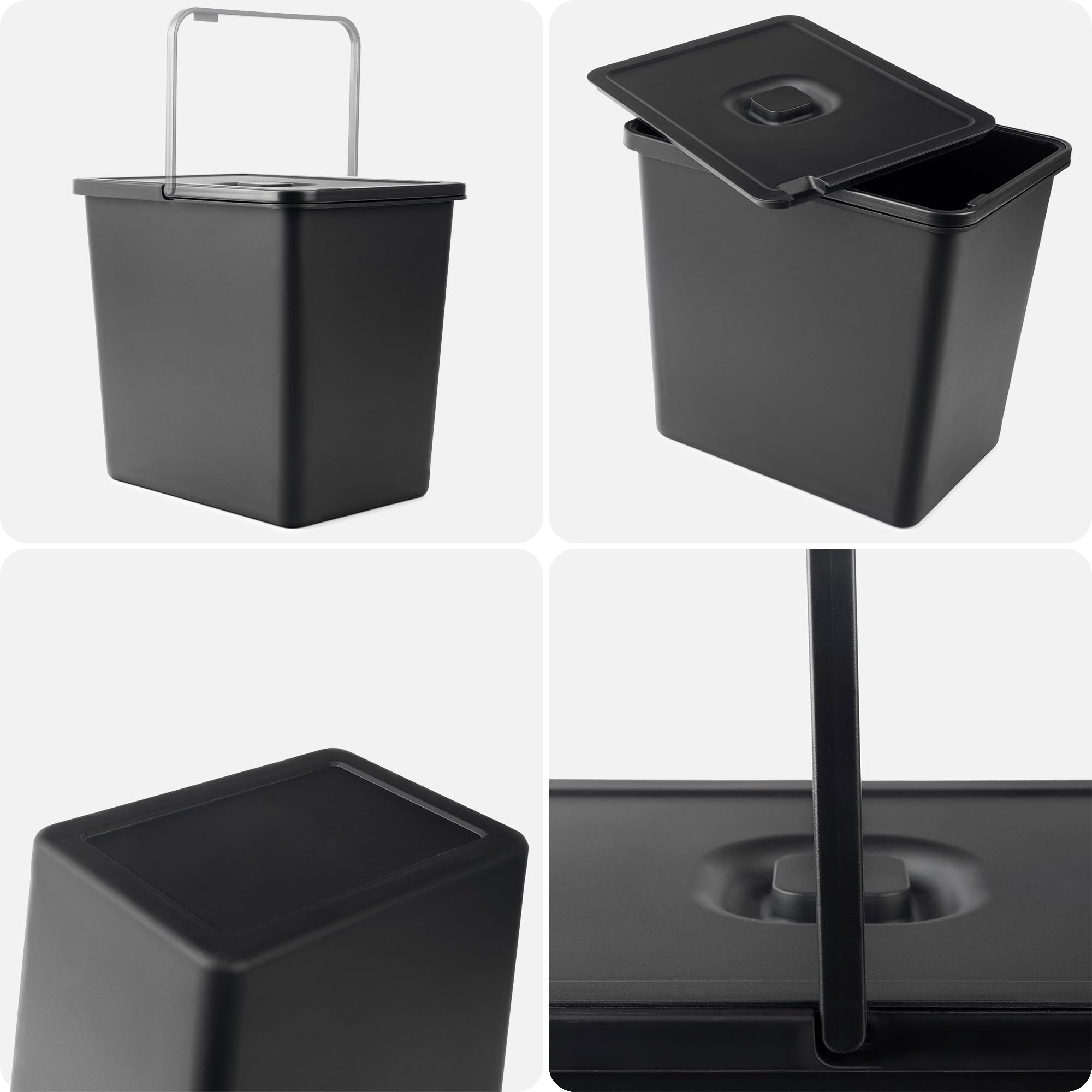 KADAX Cubo de basura de 23 litros, con asa móvil, clasificador de basura de plástico, contenedor universal de basura (negro, 23 L)