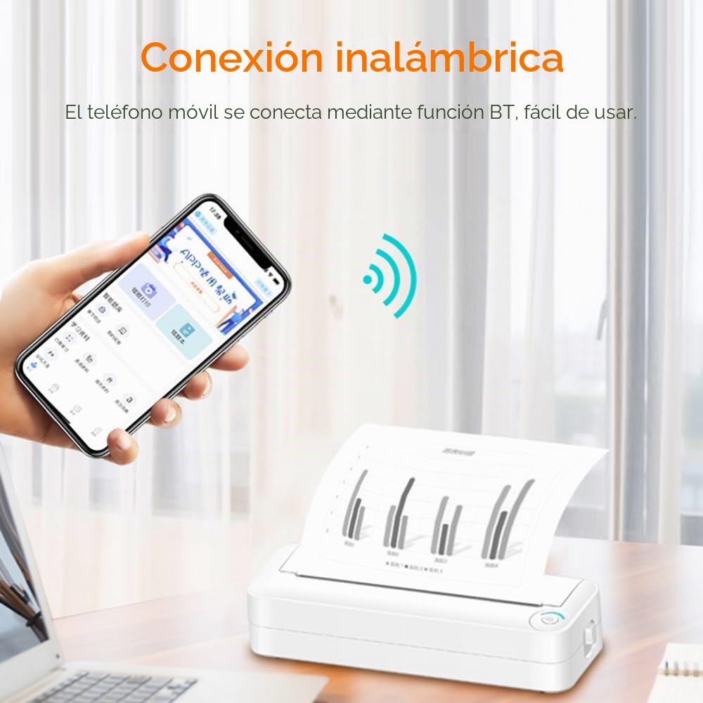 ACAGALA Impresora de papel portátil A4, impresión térmica inalámbrica BT Connect, compatible con iOS y Android, compatible con impresoras fotográficas móviles de 210 mm de ancho, para exteriores