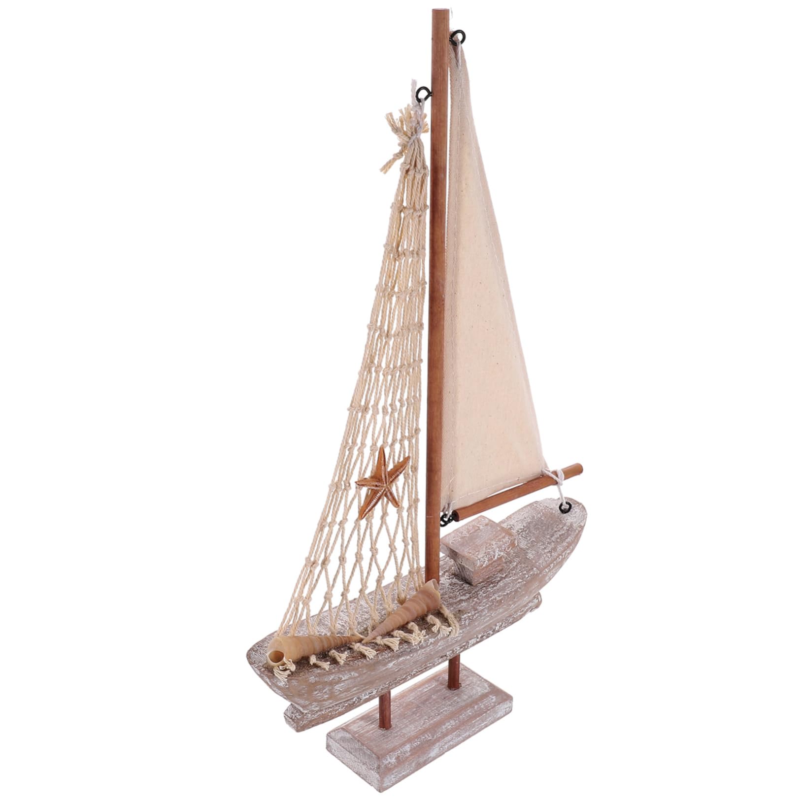 KONTONTY Mediterranean Style Wooden Sailboat Model Nautical Boat Decor for Home Small Boat Ornament with Craftsmanship for Tabletop Decoration and Special Occasions