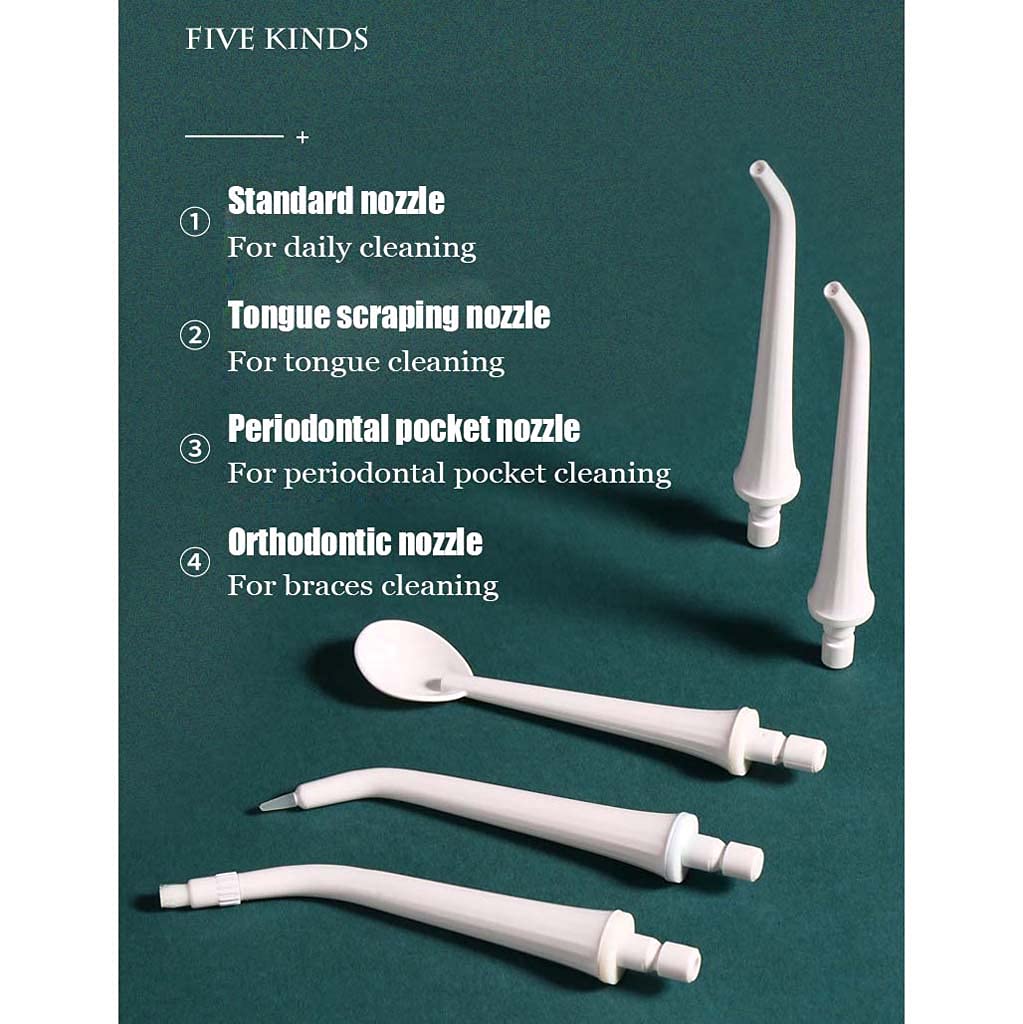 TJH Flosser de Agua, Flossers inalámbricos limpios con 5 boquillas de Chorro, IPX7 Impermeable 150ML 3 Modos Flosser eléctrico para Dientes, Irrigador Oral de Carga magnética para Viajes