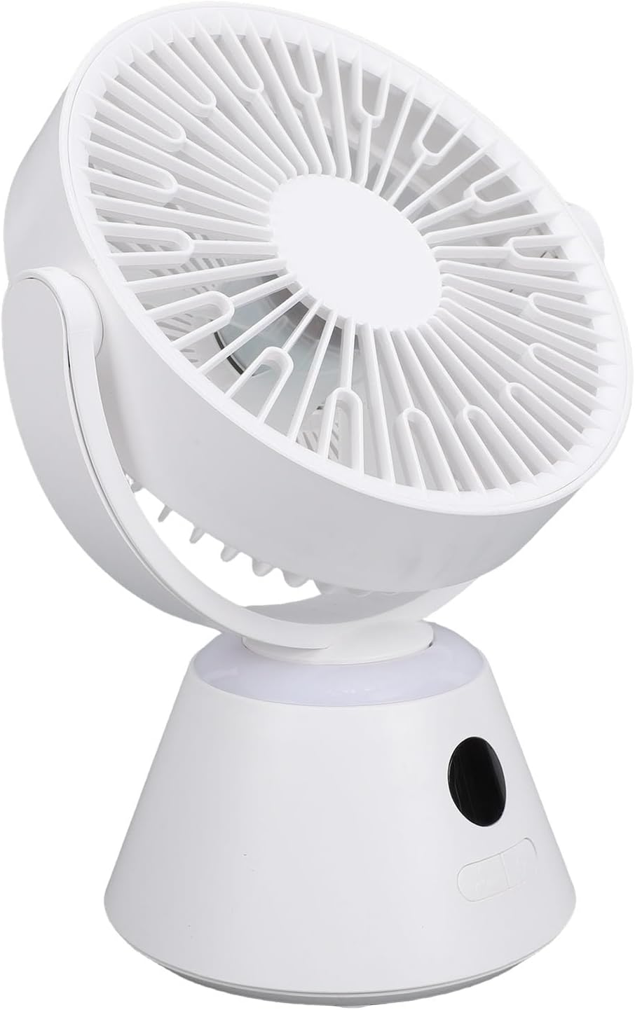 Desk Fan with Digital Display & Night Light, 3 Speeds Adjustable, USB Rechargeable, 4000mAh Battery, Quiet Table Fan for Office Desk, Wall Mountable, Hanging Design