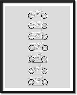 BSA Motorcycle Inspired Poster Print Wall Art Handmade of the Best of BSA Motorbikes History and Evolution of BSA Generations for Bikers and Motorcyclists (17x22" Print (Unframed), Metallic Paper)