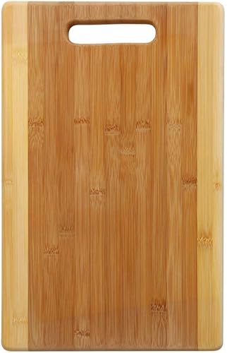 Miniatura 1 de YBM Home Tabla de cortar de bambú con mango para preparación de alimentos, carne y verduras, tabla de cortar 100% natural y bloque de carnicero, 1