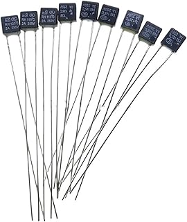 5PCS Square Fan Motor LED Thermal Fuse 1A/2A/3A 250V RH 75 85 9295 102 105 110 115 120 130 140 145 Degrees 150℃ Thermal Fuse (Size : 1A, Color : 5 Pieces_75C)