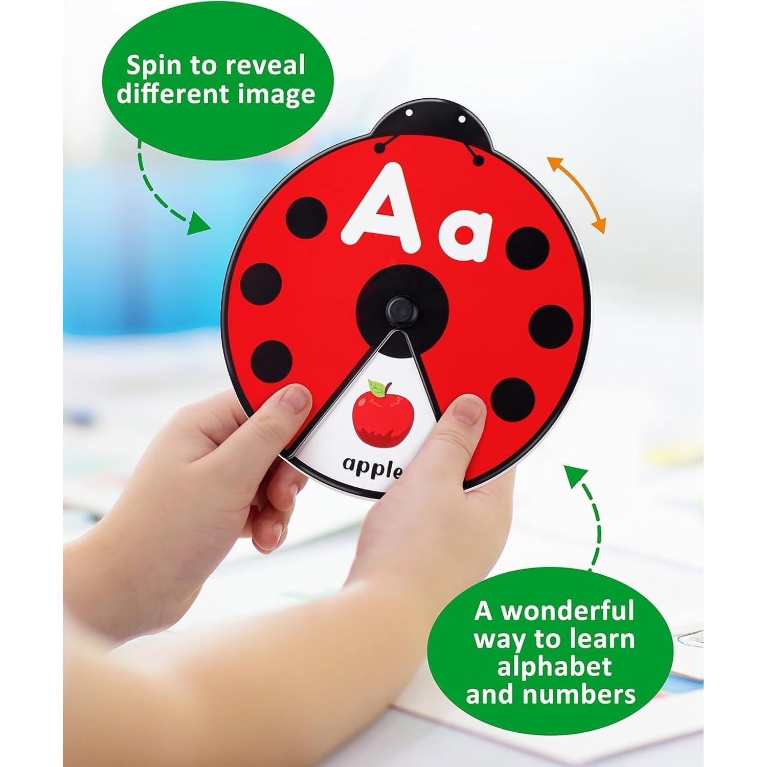 POTLID Montessori Spinning Flash Cards for Kids (3β5 Years) | ABC Alphabet & 123 Number Learning Toy | Early Education Rotating Flash Card Game | Preschool Educational Gift 4