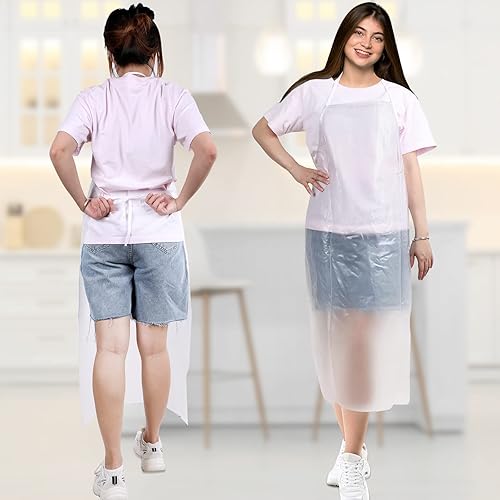 Miniatura 4 de JaGely 30 delantales de plástico impermeables, unisex, de 43 x 27 pulgadas, delantal de PVC resistente para lavavajillas, Halloween, cocina