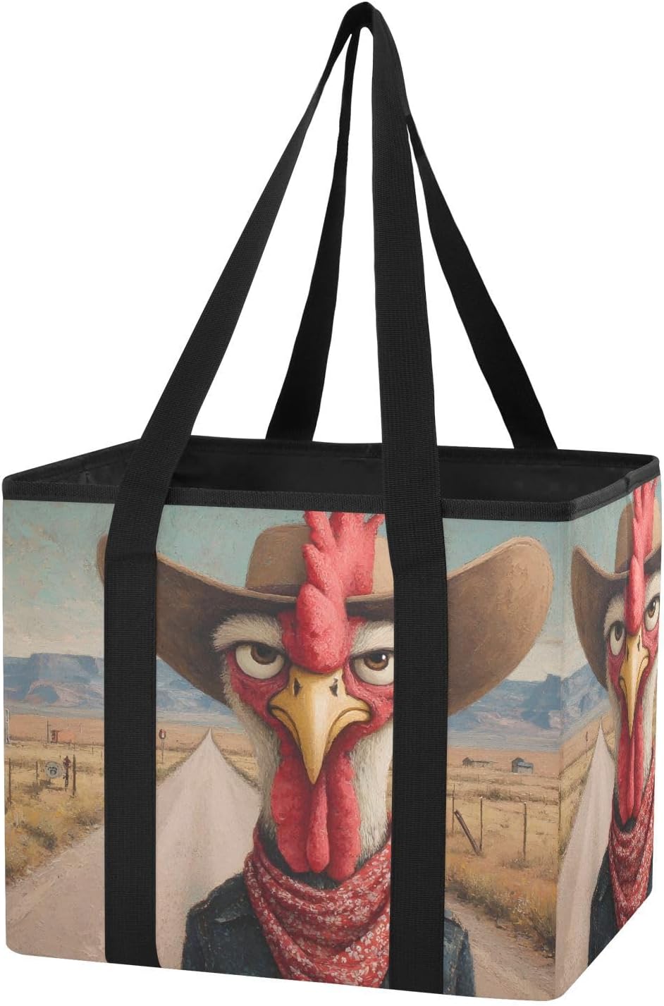 Roster Cowboy Hat Funny Car Trunk Organizer for SUV, Collapsible Storage Bin with Handles, Heavy Duty 600D Oxford Water-Resistant Foldable Tote for Back Seat, Groceries, Tools, Travel, Camping